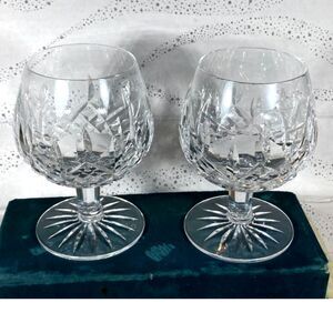 Waterford Lismore brandy glass snifter Pair Crystal footed 12 oz vintage EUC